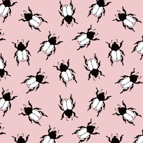 Quirky little beetle bugs sweet botanical insects print cool pink blush