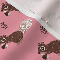 Cute woodland squirrel cute forest animals for fall and winter pink