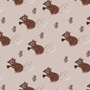 Cute woodland squirrel cute forest animals for fall and winter beige