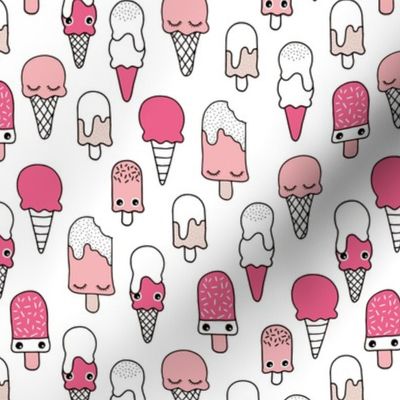 Colorful sweet summer ice cream popsicle sugar pastel pink kawaii illustration Pink