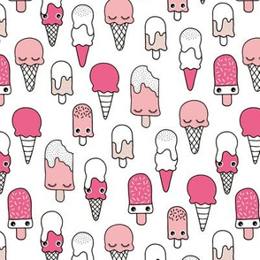 Colorful sweet summer ice cream popsicle sugar pastel pink kawaii illustration Pink