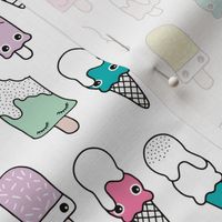 Colorful sweet summer ice cream popsicle sugar pastel pink kawaii illustration