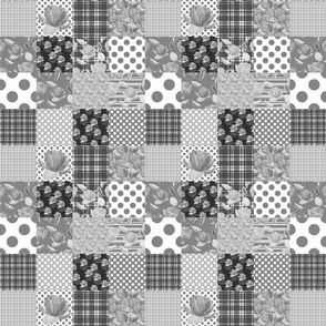 Black and white floral lazy quilt