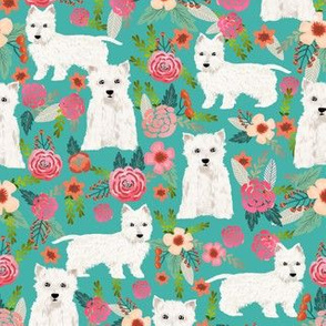 westie florals fabric cute dog design west highland terrier dog fabric cute westies floral fabric