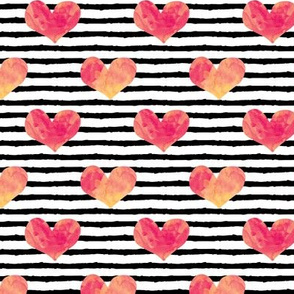 watercolor hearts - sherbert swirl || stripes 