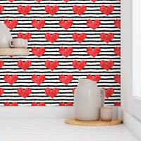 watercolor hearts - red || stripes