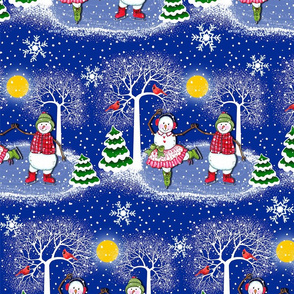 __SNOWDAY Snowmen Skating Under the Moon stars 300