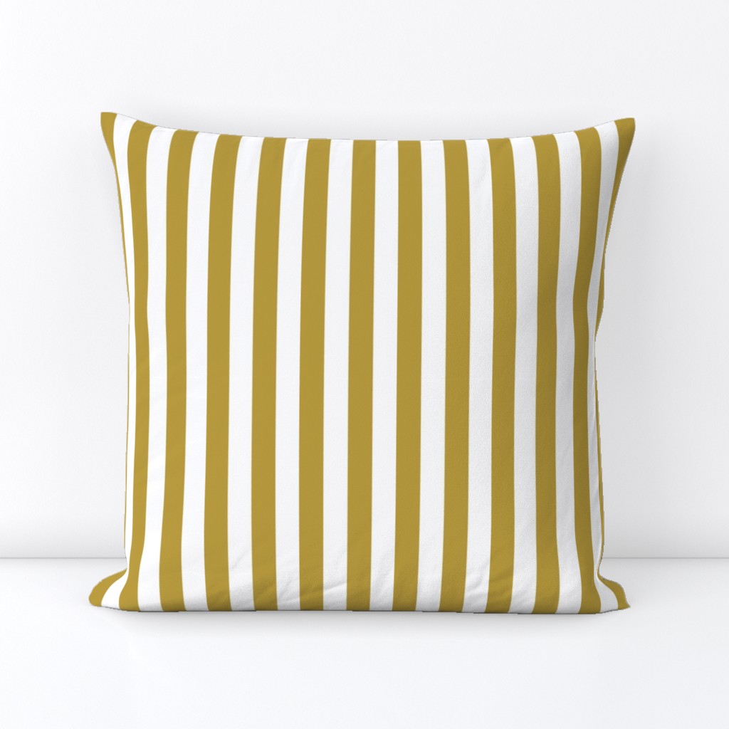 vertical stripes - mustard and white