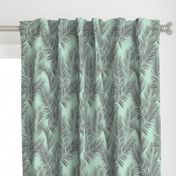 palm leaves - gray on mint, small. silhuettes tropical forest gray grey mint light green hot summer palm plant tree leaves fabric wallpaper giftwrap