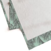 palm leaves - gray on mint, small. silhuettes tropical forest gray grey mint light green hot summer palm plant tree leaves fabric wallpaper giftwrap