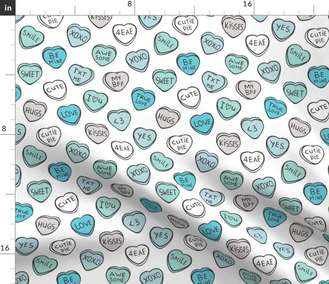 Conversation Candy Hearts Valentine Love  Mint Green Blue 