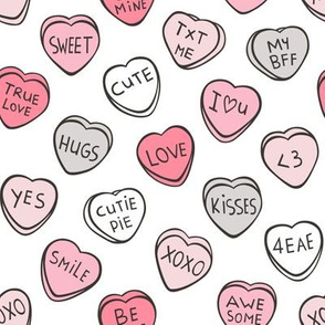 Conversation Candy Hearts Valentine Love Red  Pink