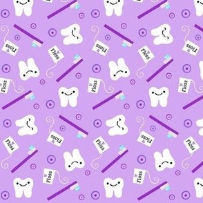 Brush Floss / Lavender Purple - Aqua accents / Teeth Dental / Tooth - RDH 
