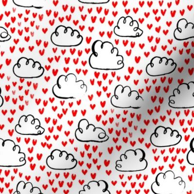 love clouds watercolor hearts heart fabric valentines fabric