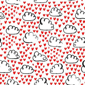 love clouds watercolor hearts heart fabric valentines fabric