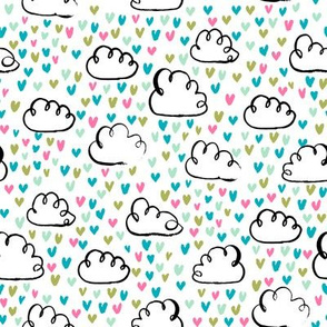 love clouds watercolor hearts heart fabric valentines fabric