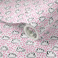 love clouds watercolor hearts heart fabric valentines fabric