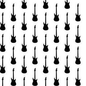 Black Electric Guitars on White