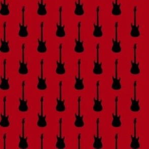 Black Electric Guitars on Dark Red