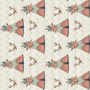 Rotated Teepees in Ikat Chevron