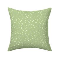 CONFETTI DOTS Washed Olive Green and White 