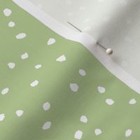 CONFETTI DOTS Washed Olive Green and White 