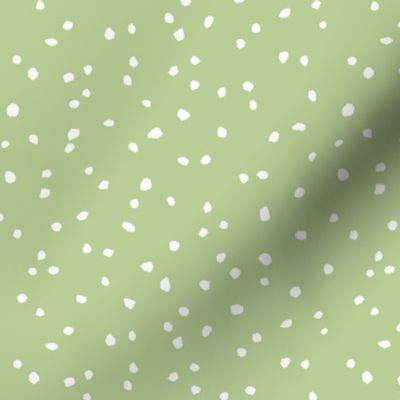 CONFETTI DOTS Washed Olive Green and White 