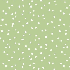 CONFETTI DOTS Washed Olive Green and White 