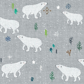 Polar Bear Flannelette Fabric 108cm Wide per metre 