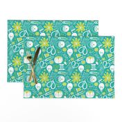 Design Sew Creativity- Sewing Typography Aqua White Green Regular Scale