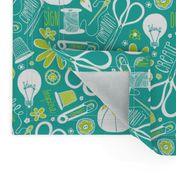 Design Sew Creativity- Sewing Typography Aqua White Green Regular Scale