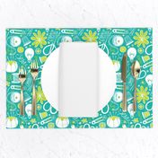 Design Sew Creativity- Sewing Typography Aqua White Green Regular Scale