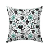 Design Sew Creativity - Sewing Typography White Black Aqua Regular Scale