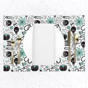 Design Sew Creativity - Sewing Typography White Black Aqua Regular Scale