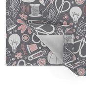 Design Sew Creativity - Sewing Typography Grey White Pink Regular Scale