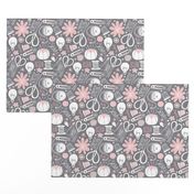 Design Sew Creativity - Sewing Typography Grey White Pink Regular Scale