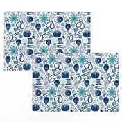 Design Sew Creativity - Sewing Typography White Navy Aqua Regular Scale