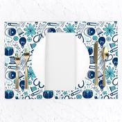 Design Sew Creativity - Sewing Typography White Navy Aqua Regular Scale