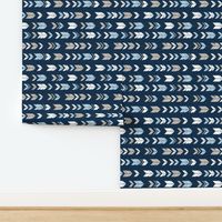 Arrow Feathers - blue, beige on navy - Cottonwood- Baby Boy Woodland Nursery