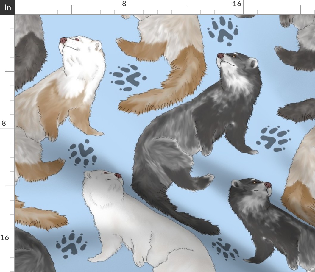 Cascading Ferrets - large blue