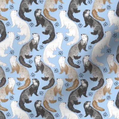 Cascading Ferrets - small blue