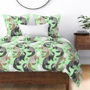 Cascading Ferrets - large green