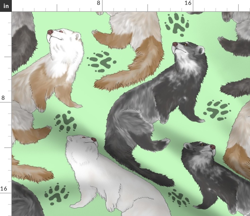 Cascading Ferrets - large green