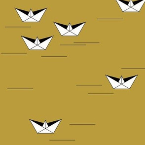 Boats - mustard boats origami geometric 