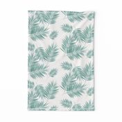 Palm leaf - Aqua green on white Palm leaves tropical summer