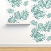 Palm leaf - Aqua green on white Palm leaves tropical summer