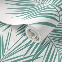 Palm leaf - Aqua green on white Palm leaves tropical summer