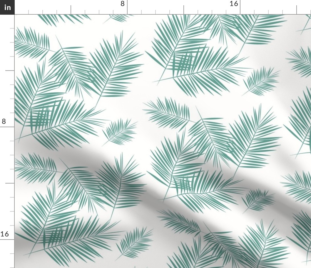 Palm leaf - Aqua green on white Palm leaves tropical summer