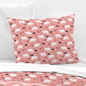 Cute polar bear  winter mountain geometric triangle print blush pink