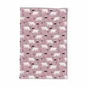 Cute polar bear winter mountain geometric triangle print plum purple